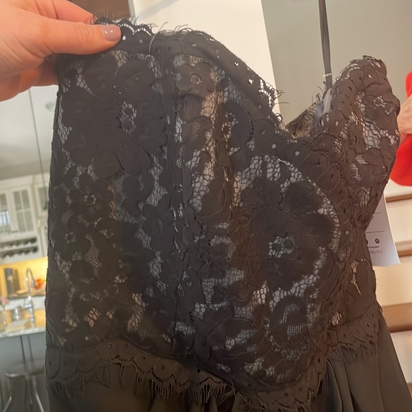 Jim Hjelm Couture - Size 8 - Black Chiffon and Lace Bodice Dress/Gown - Picture 2 of 4